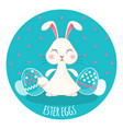 easter painted eggs and adorable chubby white vector image