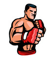 fighter mixed martial arts logo mma glove punch vector image