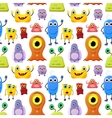 crowd of cute monsters different colours on white vector image