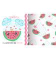 princess watermelom fruit - seamless pattern vector image vector image