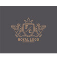 initial fc letter lion royal luxury heraldiccrest vector image