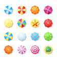 beach umbrellas multicolored top view set leisure vector image vector image