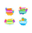 grand opening labels and badges set design vector image vector image