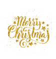 gold merry christmas party handwritten lettering vector image vector image