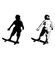 skateboarder kid silhouette and sketch vector image