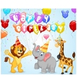 birthday background with happy animals vector image