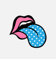 pop art speaking red lips tongue sticking vector image vector image