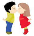 little cute boy and girl kissing valentine day vector image