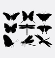 butterfly and dragonfly insect silhouettes vector image vector image