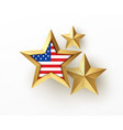 golden realistic 3d star with american flag vector image vector image