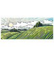 rural landscape with hills and medows vector image vector image