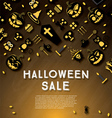 halloween sale banner with pumpkin vector image