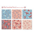 set seamless patterns with red cardinal birds vector image vector image