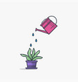 watering can and flower pot vector image vector image