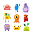 set of cute monsters cartoon characters on white vector image