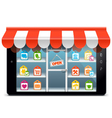 tablet pc with supermarket concept vector image