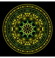 yellow and green round ornament on black vector image