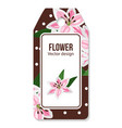 lilies flower on brown pattern tags vector image vector image