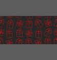seamless pattern red linear gift boxes side vector image vector image