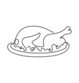 whole baked chicken turkey on plate one vector image