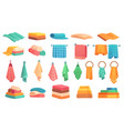 bath towels set for kitchen or hotel cartoon flat vector image