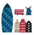 euro trip tourism travel design famous building vector image vector image