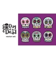 day of the dead skulls colorful set vector image vector image