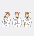 male employee feel confused look for problem vector image vector image
