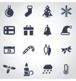 black christmas icon set vector image