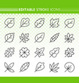 organic leaf simple black line icons set vector image vector image