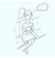 young girl dream with book black and white vector image vector image