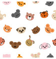 childish seamless pattern with cute smiley animal vector image