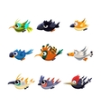 cute flying birds set vector image