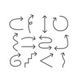isolated abstract hand drawn arrows set vector image