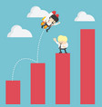 businessman drifting across stock graph vector image