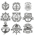 set of yacht club labels nautical design elements vector image
