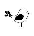 black silhouette with cute bird vector image