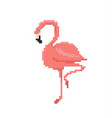 pixel art flamingo isolated on white background vector image
