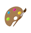 art palette with paint brush icon cartoon style vector image