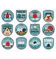 bowling club icons skittles and ball on alley vector image vector image