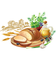 rustic bread and wheat ears vector image