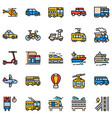 transportation filled outline icon set vector image