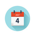 july 4 flat daily calendar icon date vector image