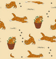 seamless pattern with cute ginger cats vector image vector image