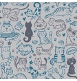 seamless pattern with hand draw funny cats vector image
