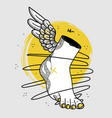 hermes foot sculpture creative geometric yellow vector image
