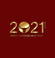 gold chinese new year 2021 year ox on red vector image vector image