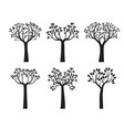 set black trees with leaves outline vector image vector image