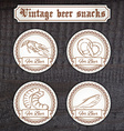 set snacks logo contains crayfish pretzel sausage vector image