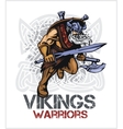 viking norseman mascot cartoon with ax and sword vector image vector image